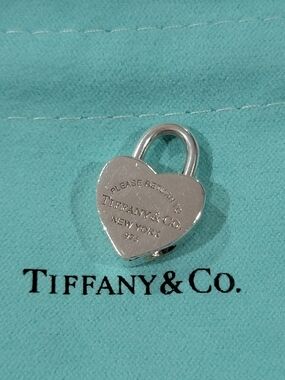 Tiffany & Co. Sterling Silver Heart Padlock Charm on Tiffany Blue